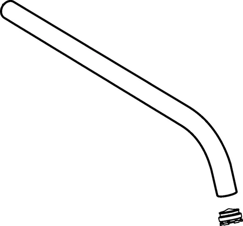 Chromfarbener Auslauf von Hansa, gekrümmte Form mit einem Anschluss an der Unterseite. Ideal für die Installation an Wasserhähnen oder ähnlichen Vorrichtungen.